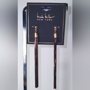 Nicole Miller Black/Gold Fringe Earrings